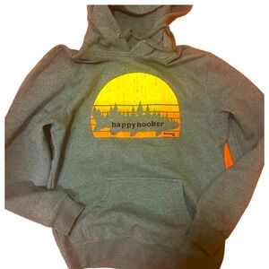 Men’s fishing hoodie “happy hooker” from Wisconsin size  S (very large size S)
